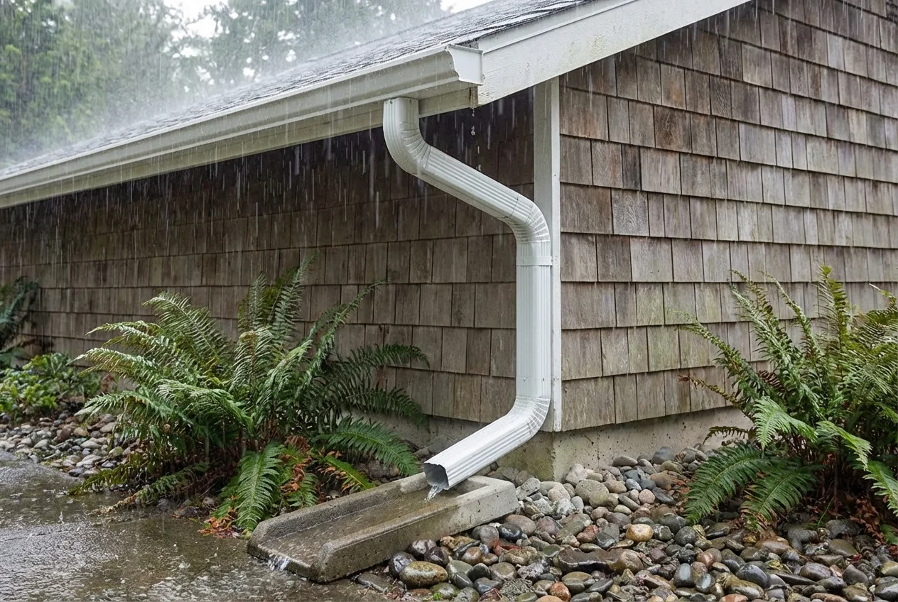 Complete gutter and downspout drainage system