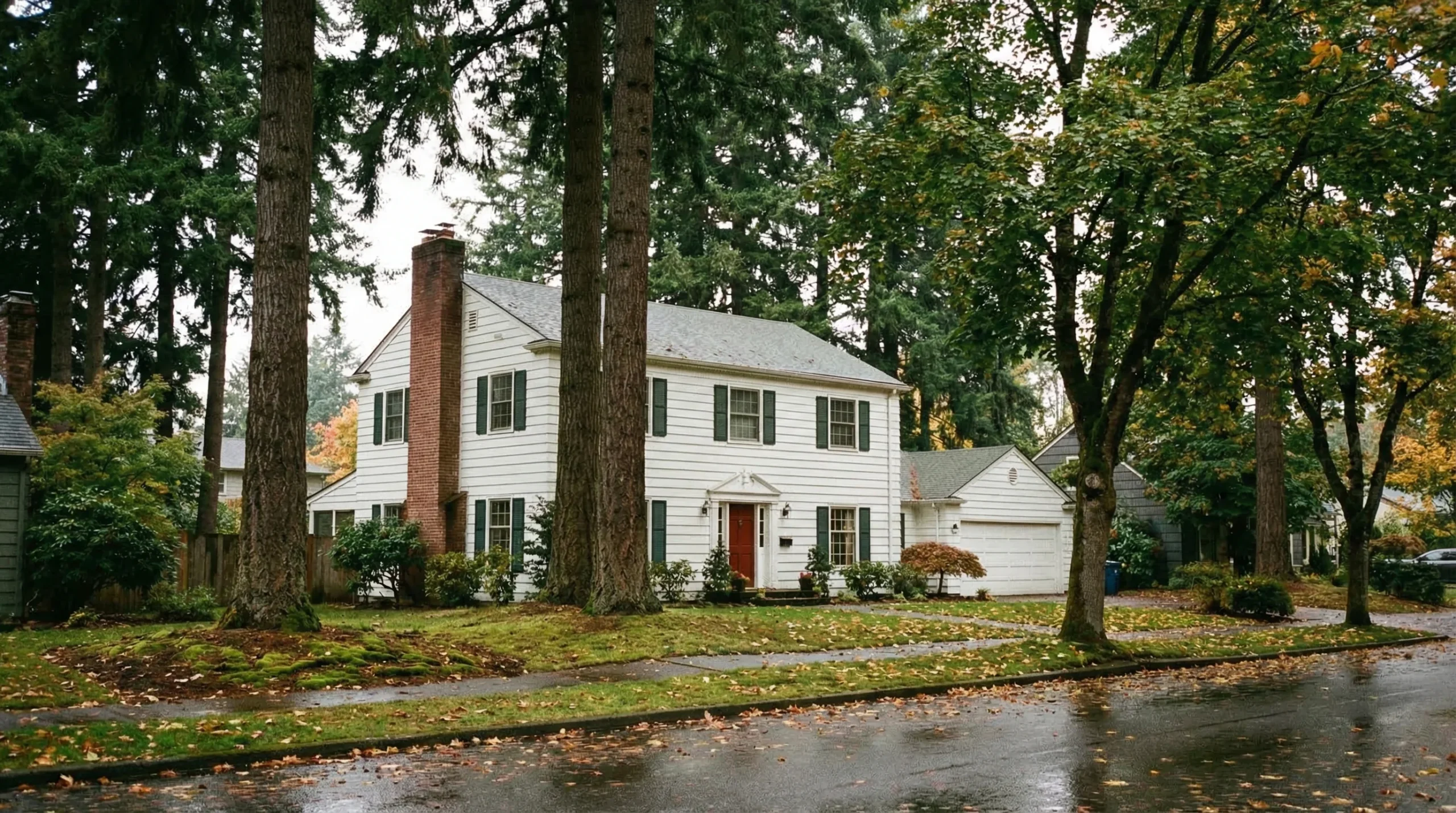 Colonial home with fiber cement siding