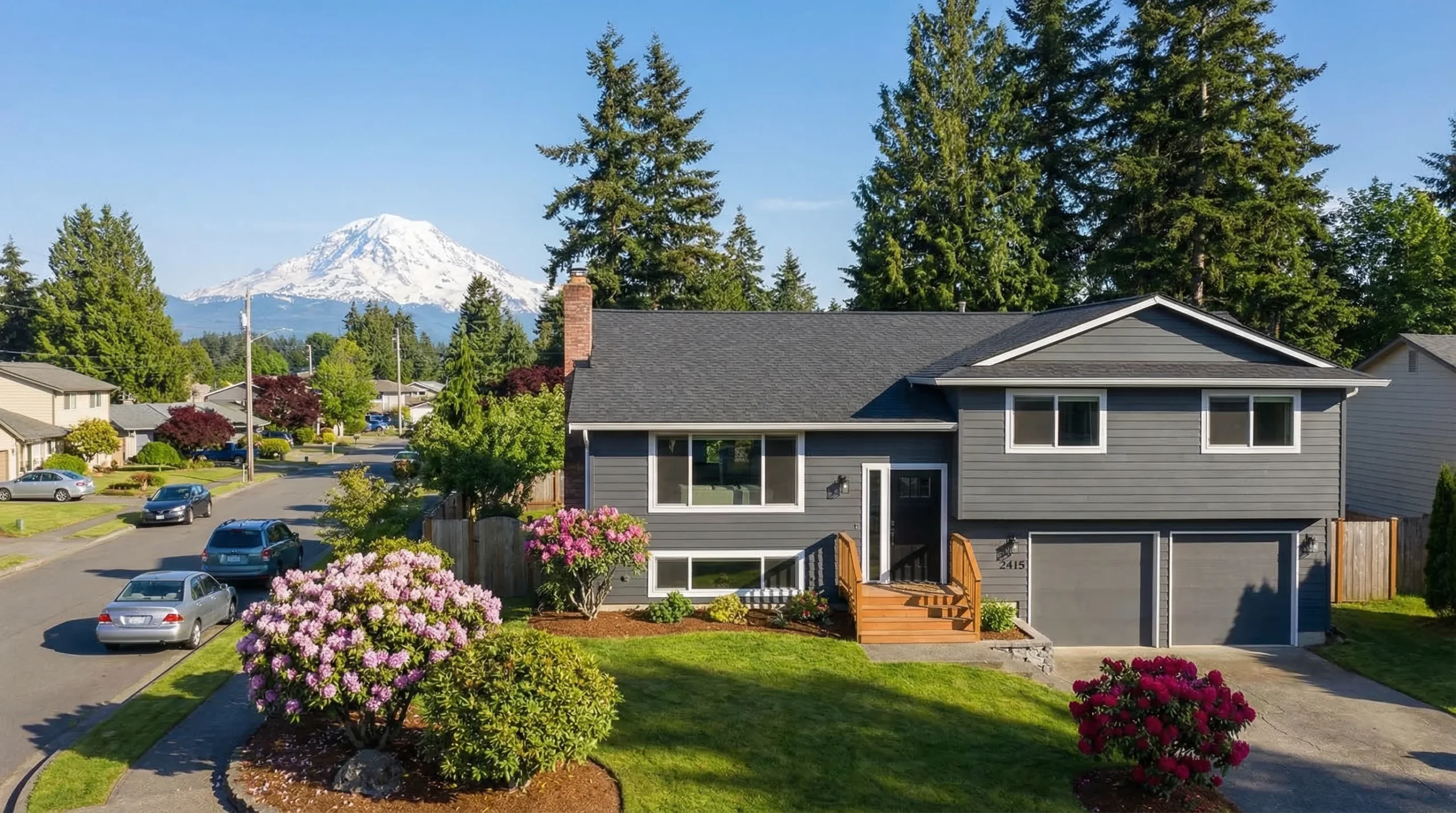 Suburban home with Mount Rainier view