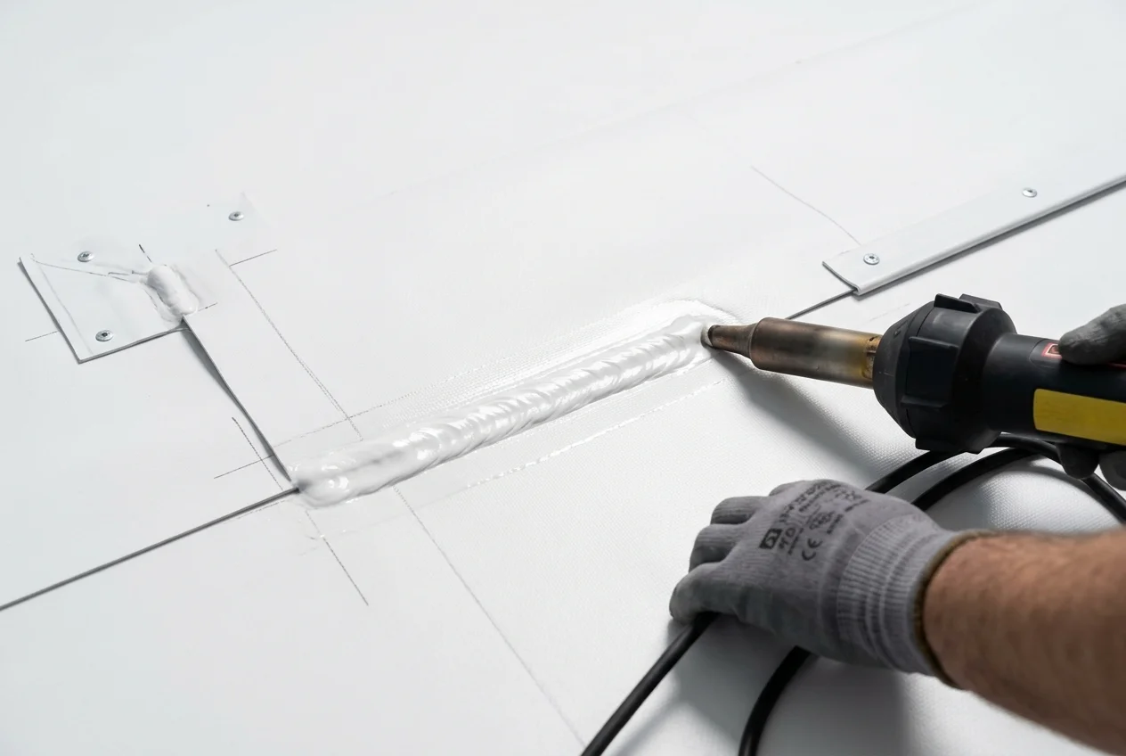 TPO flat roof membrane installation